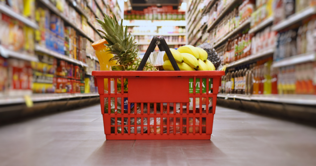 grocery store shopping basket