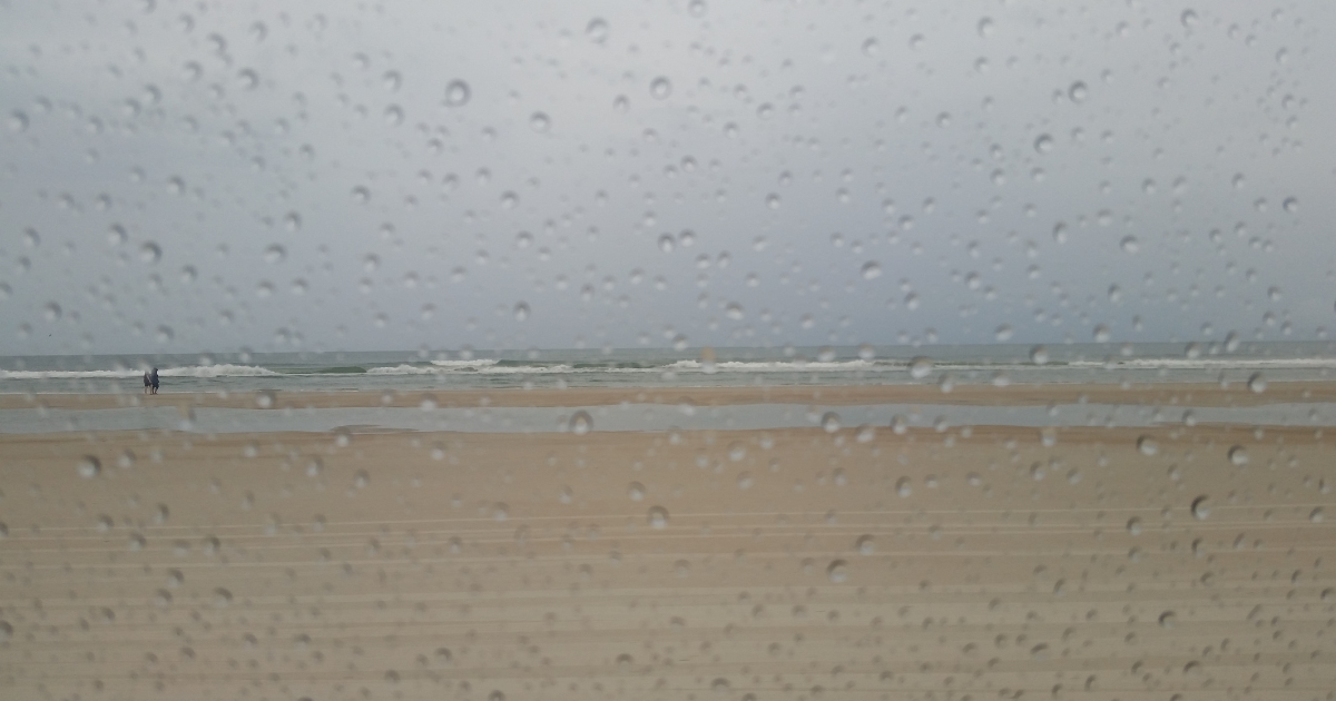 rainy day at beach