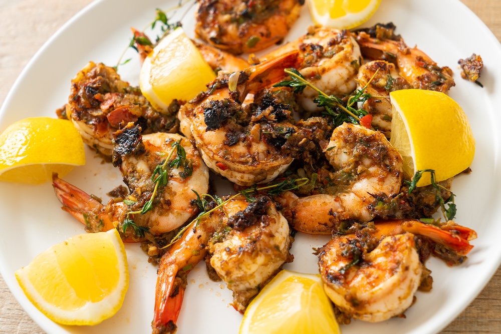Jamaican grilled shrimp dinner