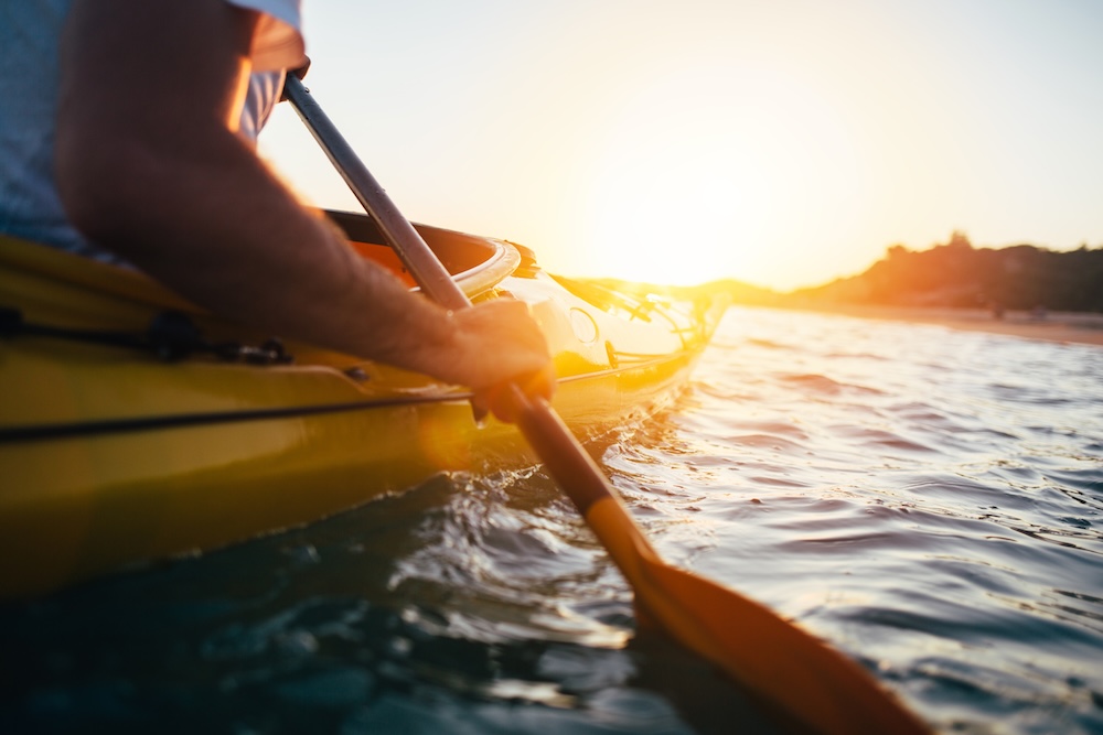 Kayaking at sunset