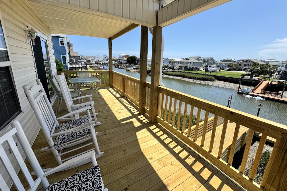 View from the canal-facing balcony at a vacation home near the NC Oyster Festival in Ocean Isle Beach.