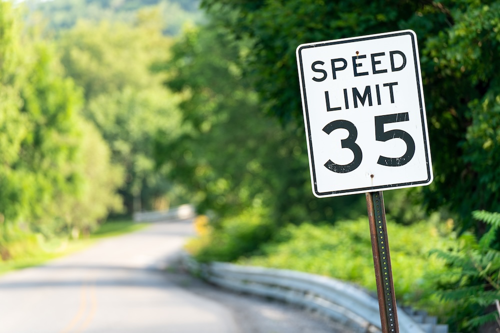 Speed Limit sign 35 mph on side of road