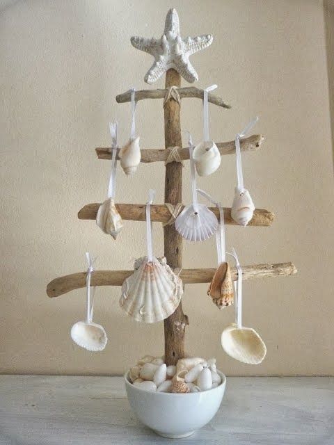 Driftwood and Seashell Christmas Tree