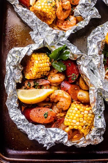 Grilled Shrimp Boil Foil Packets | Williamson Realty Ocean Isle Beach NC Vacation Rentals