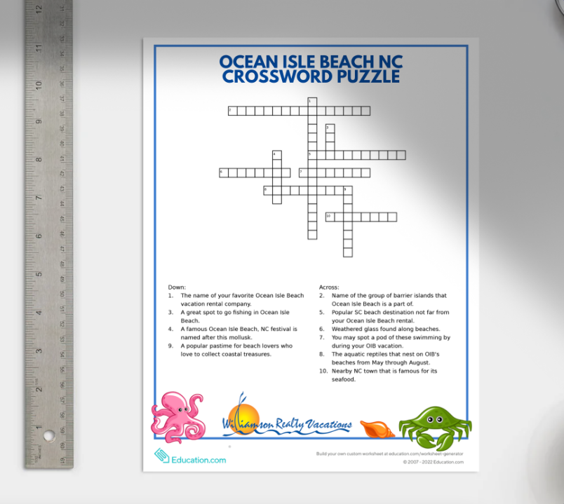 Try This Fun and Family-Friendly Ocean Isle Beach Crossword Puzzle