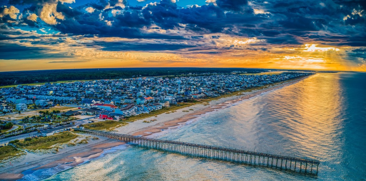 Aerial View of Ocean Isle NC Fishing Pier | Williamson Realty Vacations Ocean Isle Beach Vacation Rentals